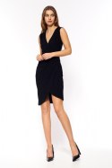 Czarna kopertowa sukienka S202 Black - Nife - 40