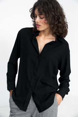Czarna wiskozowa koszula K73 Black - Nife - 36