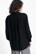 Czarna wiskozowa koszula K73 Black - Nife - 36 Czarna wiskozowa koszula K73 Black - Nife - 36