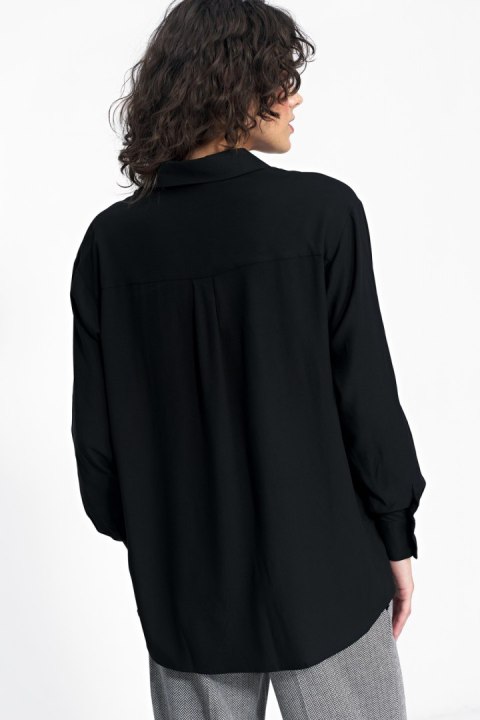 Czarna wiskozowa koszula K73 Black - Nife - 36 Czarna wiskozowa koszula K73 Black - Nife - 36