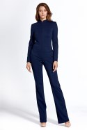 Granatowy kombinezon z zamkiem na dekolcie KM20 Navy - Nife - 38 Granatowy kombinezon z zamkiem na dekolcie KM20 Navy - Nife - 38