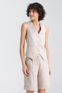 Kamizelka klasyczna lniana KA05 Beige - Nife - 40