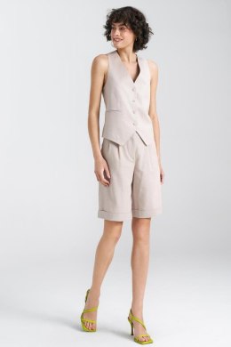 Kamizelka klasyczna lniana KA05 Beige - Nife - 40
