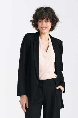 Marynarka lniana dłuższa Z55 Black - Nife - 36