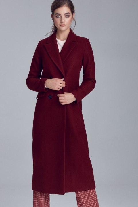 Płaszcz dwurzędowy PL06 Bordo - Nife - 42
