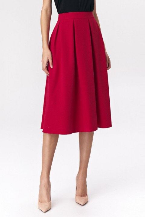 Spódnica Rozkloszowana czerwona spódnica midi SP50 Red - Nife - 34 Spódnica Rozkloszowana czerwona spódnica midi SP50 Red - Nife - 34