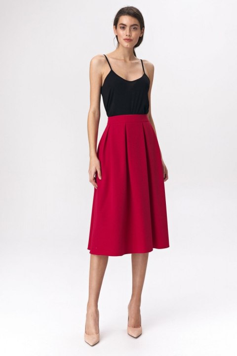 Spódnica Rozkloszowana czerwona spódnica midi SP50 Red - Nife - 34 Spódnica Rozkloszowana czerwona spódnica midi SP50 Red - Nife - 34