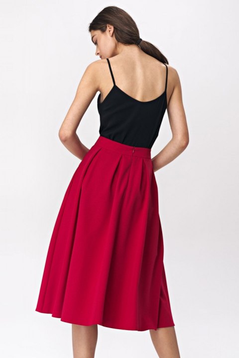 Spódnica Rozkloszowana czerwona spódnica midi SP50 Red - Nife - 34 Spódnica Rozkloszowana czerwona spódnica midi SP50 Red - Nife - 34