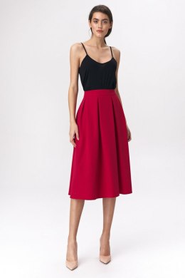 Spódnica Rozkloszowana czerwona spódnica midi SP50 Red - Nife - 38