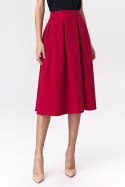 Spódnica Rozkloszowana czerwona spódnica midi SP50 Red - Nife - 40 Spódnica Rozkloszowana czerwona spódnica midi SP50 Red - Nife - 40