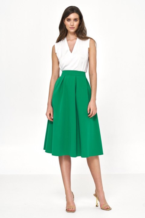 Spódnica Rozkloszowana zielona spódnica midi SP69 Green - Nife - 40 Spódnica Rozkloszowana zielona spódnica midi SP69 Green - Nife - 40