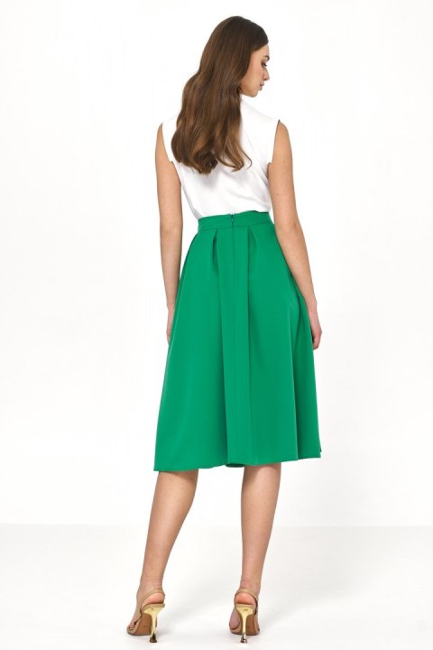 Spódnica Rozkloszowana zielona spódnica midi SP69 Green - Nife - 40 Spódnica Rozkloszowana zielona spódnica midi SP69 Green - Nife - 40