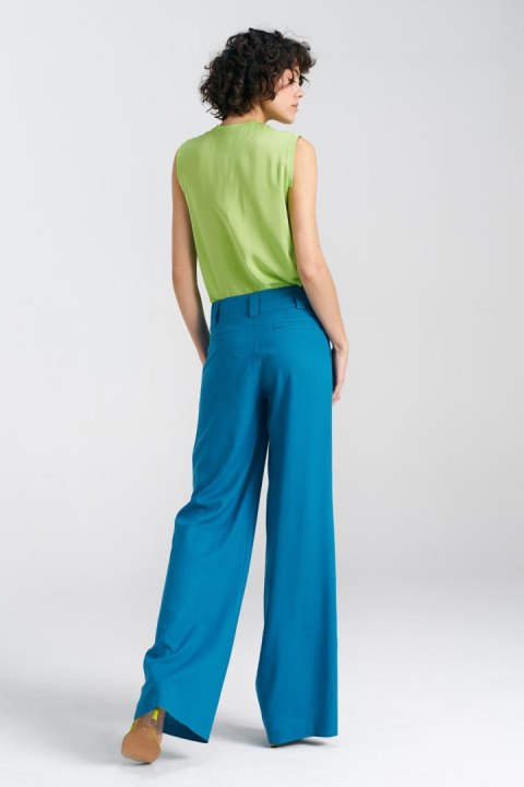 Spodnie lniane wide leg SD85 Blue - Nife - 40 Spodnie lniane wide leg SD85 Blue - Nife - 40