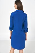 Sukienka Chabrowa sukienka oversize z podwijanym rękawem S226 Chaber - Nife - 42