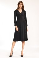 Sukienka Klasyczna czarna sukienka midi S194 Black - Nife - 36