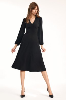 Sukienka Klasyczna czarna sukienka midi S194 Black - Nife - 40