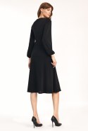 Sukienka Klasyczna czarna sukienka midi S194 Black - Nife - 44
