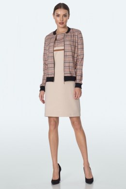 Sukienka Prosta sukienka z kieszeniami w beżową kratę S160 Beige/Krata - Nife - 40