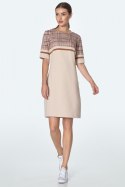 Sukienka Prosta sukienka z kieszeniami w beżową kratę S160 Beige/Krata - Nife - 42 Sukienka Prosta sukienka z kieszeniami w beżową kratę S160 Beige/Krata - Nife - 42
