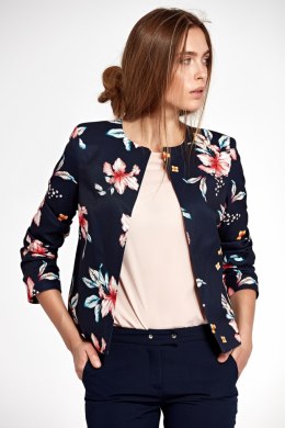 Żakiet bez kołnierzyka Z26 Navy/Flowers - Nife - 42