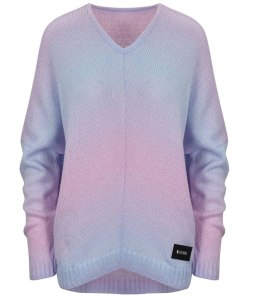 Ciepły damski sweter oversize piękny OMBRE (Różowy)