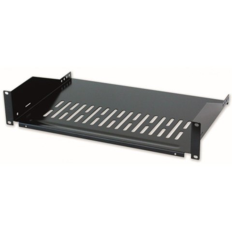 Półka 2U 400mm rack 19, 2 pkt mocowania, perforowana czarna Półka 2U 400mm rack 19, 2 pkt mocowania, perforowana czarna