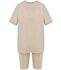 Komplet bawełniany t-shirt koszulka + krótkie legginsy SPIREL (Beżowy)