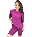 Komplet bawełniany t-shirt koszulka + krótkie legginsy SPIREL (Fioletowy)