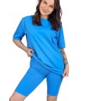 Komplet bawełniany t-shirt koszulka + krótkie legginsy SPIREL (Niebieski)