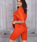 Komplet bawełniany t-shirt koszulka + krótkie legginsy SPIREL (Pomarańczowy)