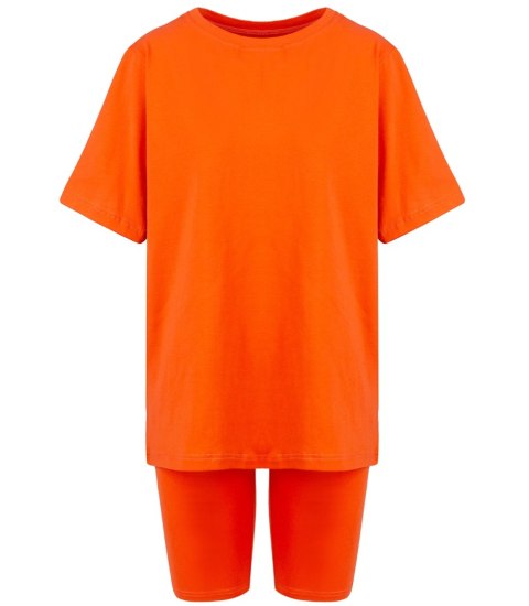 Komplet bawełniany t-shirt koszulka + krótkie legginsy SPIREL (Pomarańczowy) Komplet bawełniany t-shirt koszulka + krótkie legginsy SPIREL (Pomarańczowy)