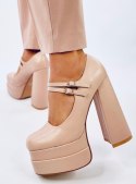 Czółenka na platformie licowe LOIT BEIGE - 39 Czółenka na platformie licowe LOIT BEIGE - 39