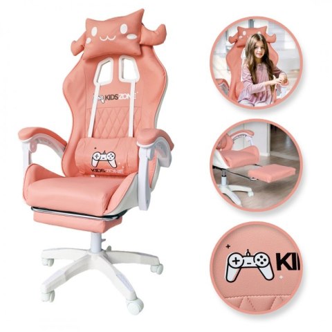 Fotel gamingowy Bunny Gamer obrotowy z podnóżkiem KIDS ZONE KO27R Fotel gamingowy Bunny Gamer obrotowy z podnóżkiem KIDS ZONE KO27R