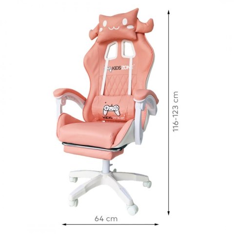 Fotel gamingowy Bunny Gamer obrotowy z podnóżkiem KIDS ZONE KO27R Fotel gamingowy Bunny Gamer obrotowy z podnóżkiem KIDS ZONE KO27R