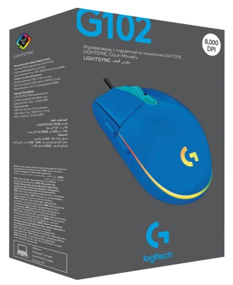 Mysz Przewodowa LOGITECH G102 Lightsync Niebieski Mysz Przewodowa LOGITECH G102 Lightsync Niebieski