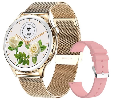 Smartwatch Damski Rubicon RNCF02-2 Złoty + Pasek Różowy Smartwatch Damski Rubicon RNCF02-2 Złoty + Pasek Różowy
