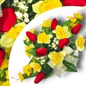 WIOSENNY STROIK NA CMENTARZ KWIATY NA GRÓB Z OBCIĄŻENIEM TULIPANY ŻONKILE WIOSENNY STROIK NA CMENTARZ KWIATY NA GRÓB Z OBCIĄŻENIEM TULIPANY ŻONKILE