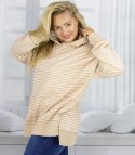 Damska bluza z kapturem w paski oversize CANDY STRIPES (Beżowy) Damska bluza z kapturem w paski oversize CANDY STRIPES (Beżowy)