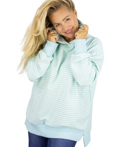 Damska bluza z kapturem w paski oversize CANDY STRIPES (Niebieski)