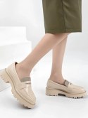 Damskie Lakierowane Mokasyny LUCENTE BEIGE - 37