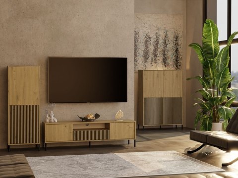 SZAFKA RTV KAMARO 160 DĄB ARTISAN Front ryflowany + Klasyczny SZAFKA RTV KAMARO 160 DĄB ARTISAN Front ryflowany + Klasyczny