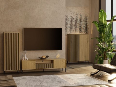 SZAFKA RTV KAMARO 160 DĄB ARTISAN Front ryflowany + Klasyczny SZAFKA RTV KAMARO 160 DĄB ARTISAN Front ryflowany + Klasyczny
