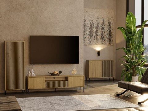 SZAFKA RTV KAMARO 160 DĄB ARTISAN Front ryflowany + Klasyczny SZAFKA RTV KAMARO 160 DĄB ARTISAN Front ryflowany + Klasyczny