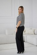 Bluzka Model M425 Ecru/Black/Paski - La Aurora - 46