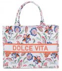 Duża kolorowa torba shopperka z napisem DOLCE VITA (Wielokolorowy)