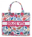 Duża kolorowa torba shopperka z napisem DOLCE VITA (Wielokolorowy)