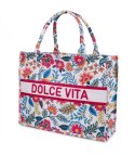Duża kolorowa torba shopperka z napisem DOLCE VITA (Wielokolorowy)