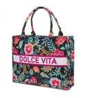 Duża kolorowa torba shopperka z napisem DOLCE VITA (Wielokolorowy)