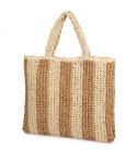 Duża torba pleciona shoperka w pionowe paski z napisem PARIS (Beżowy)