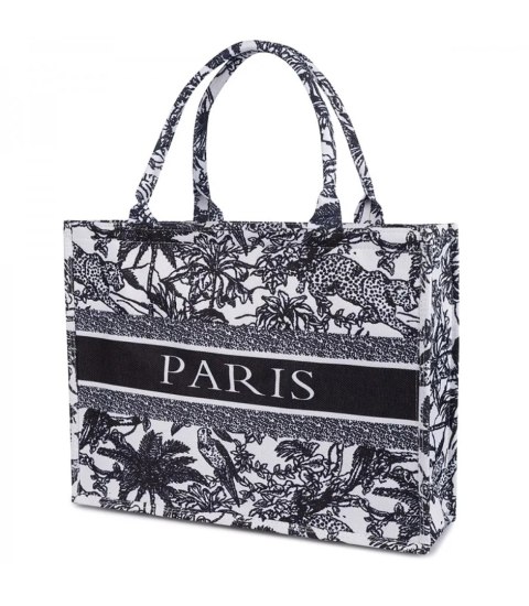 Duża torba shopperka Stylowa Sztywna z napisem PARIS (Czarny) Duża torba shopperka Stylowa Sztywna z napisem PARIS (Czarny)